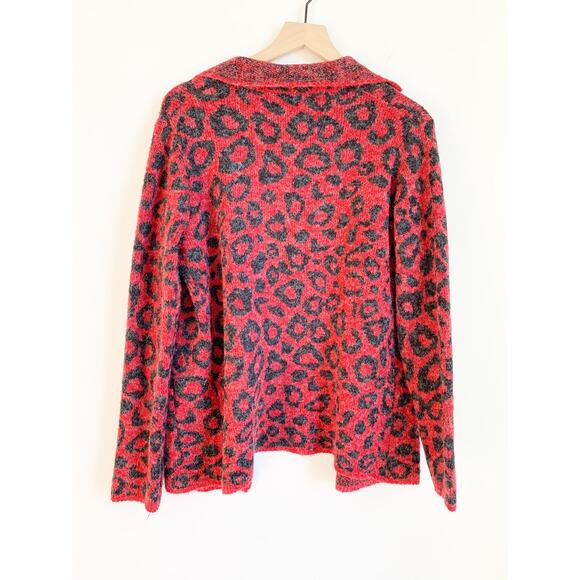 Joseph A Leopard Print Open Front Cardigan NWT Red Black Small - Picture 4 of 6
